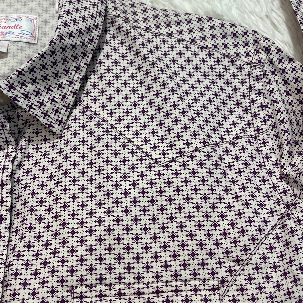 PANHANDLE WOMENS SIZE L Purple WESTERN Checkered Shirt. PEARL SNAPS - Picture 6 of 11